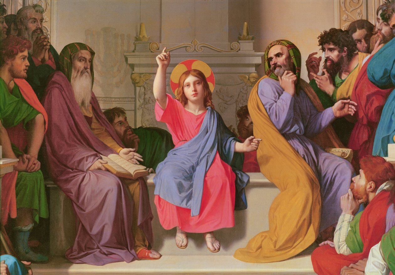 Jesus among the Doctors detalj av Jesus, 1862 olje på lerret av Jean Auguste Dominique Ingres