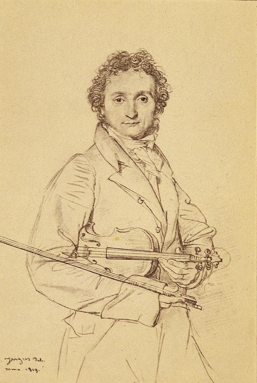 Portrett av fiolinisten Paganini av Jean Auguste Dominique Ingres