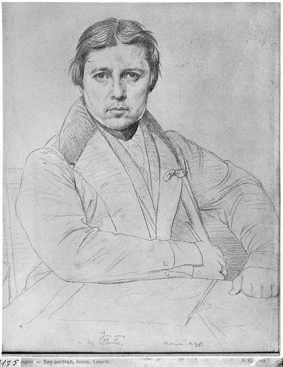 Selvportrett, 1835 (grafitt på papir) av Jean Auguste Dominique Ingres
