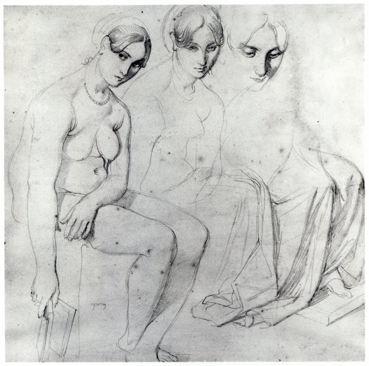 Studie for Francesca da Rimini av Jean Auguste Dominique Ingres