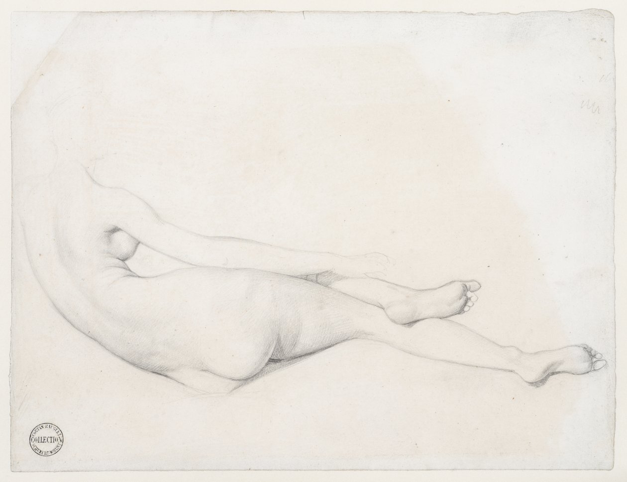 Studie for La Grande Odalisque, 1814 (grafitt på vevd papir) av Jean Auguste Dominique Ingres