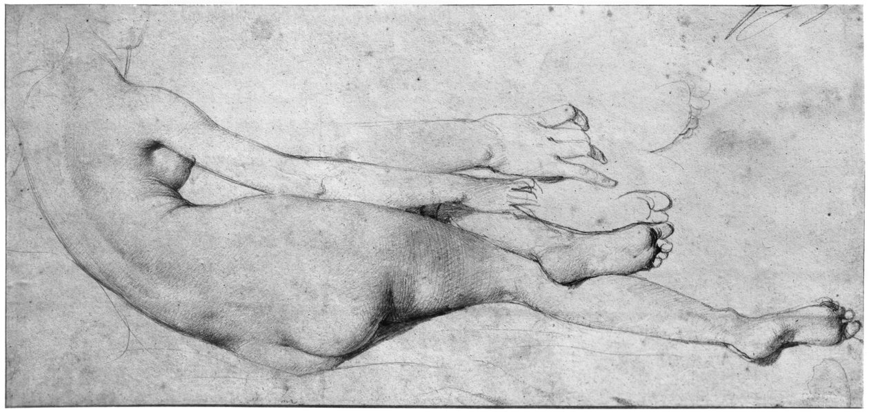 Studie for The Grande Odalisque (grafitt på papir) (se også 233244) av Jean Auguste Dominique Ingres