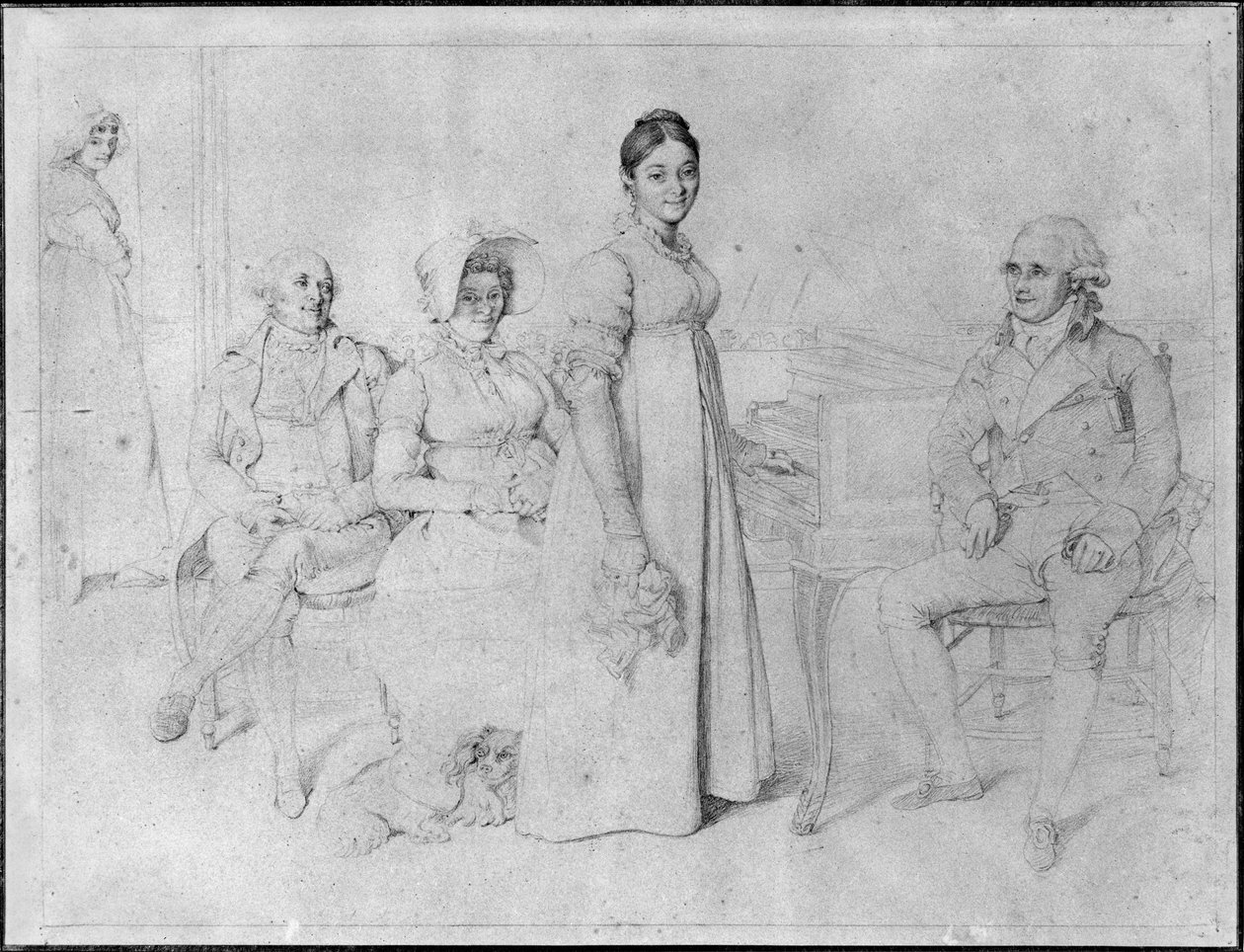 Forestier-familien (grafitt på papir) (se også 233241) av Jean Auguste Dominique Ingres