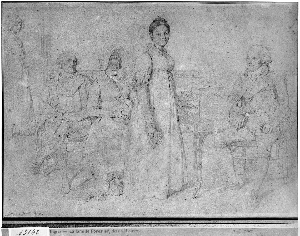 The Forestier Family, 1806 (grafitt på papir) (se også 233242) av Jean Auguste Dominique Ingres
