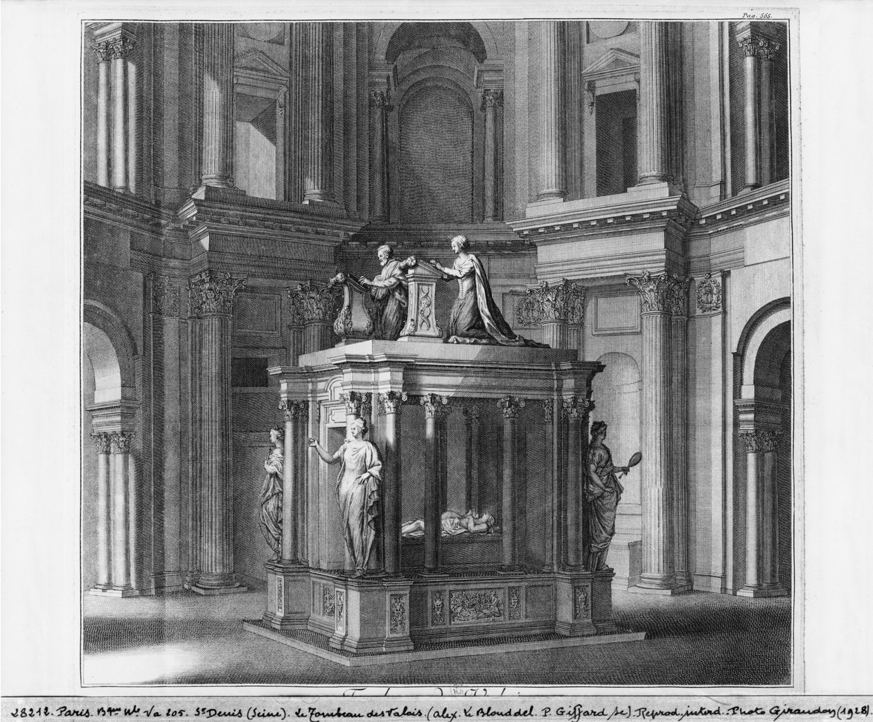 Graven til Henri II og Catherine de Medicis i Valois-mausoleet, illustrasjon fra 