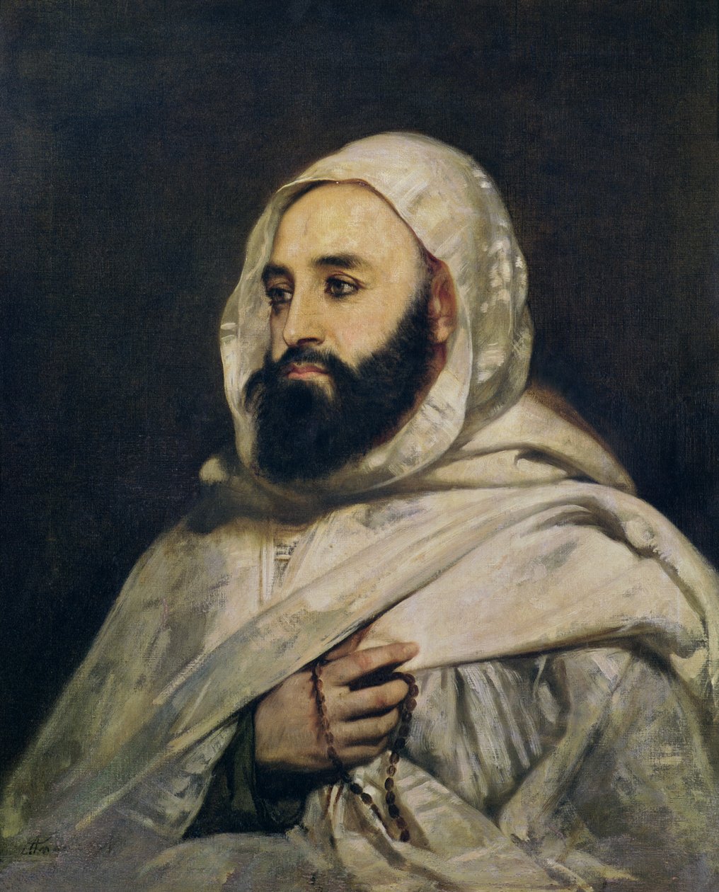 Portrett av F Abd al-Qadir (1808-83) av Jean Baptiste Ange Tissier