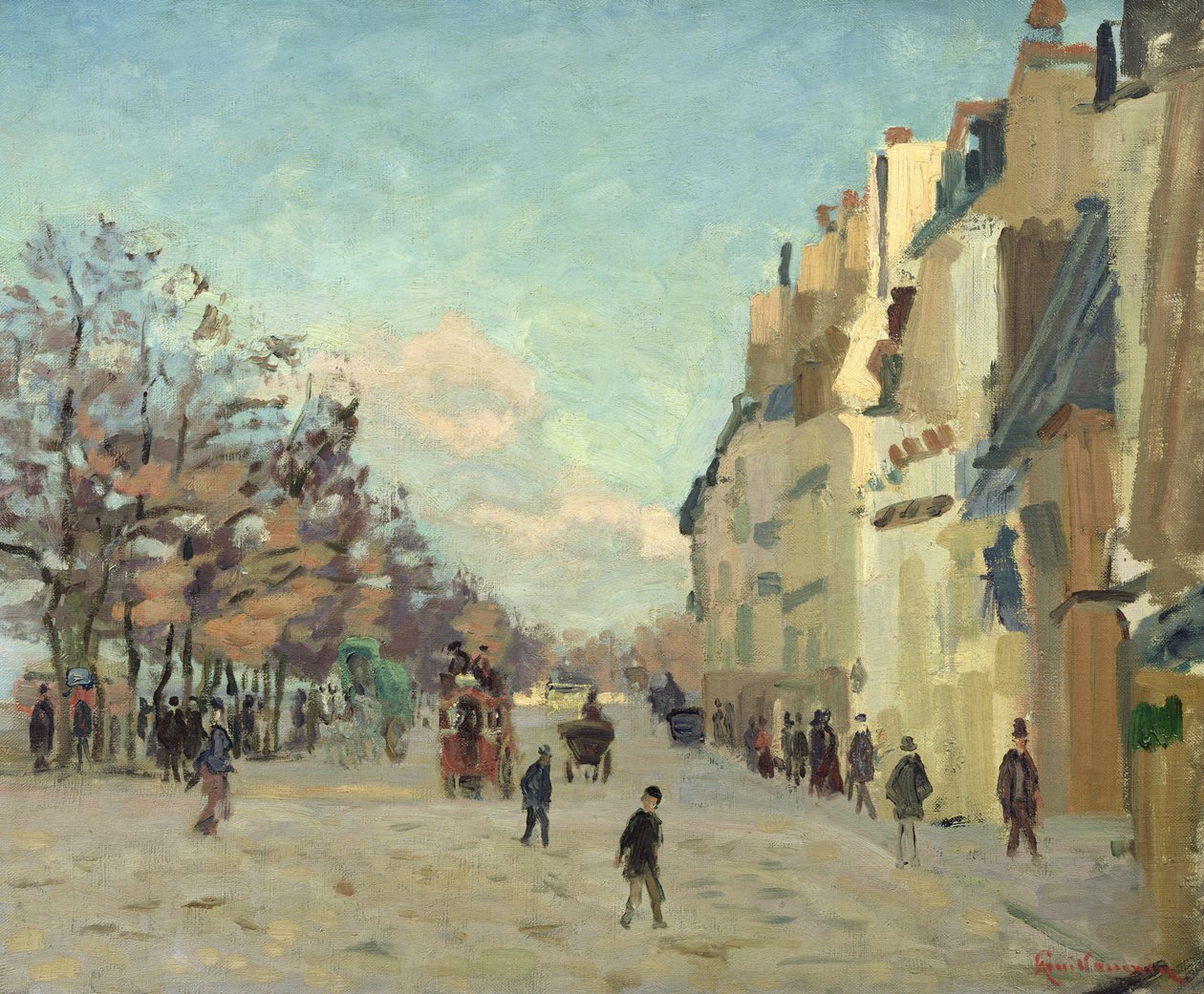 Paris, Quai de Bercy, Snøeffekt, ca. 1873-74 av Jean Baptiste Armand Guillaumin