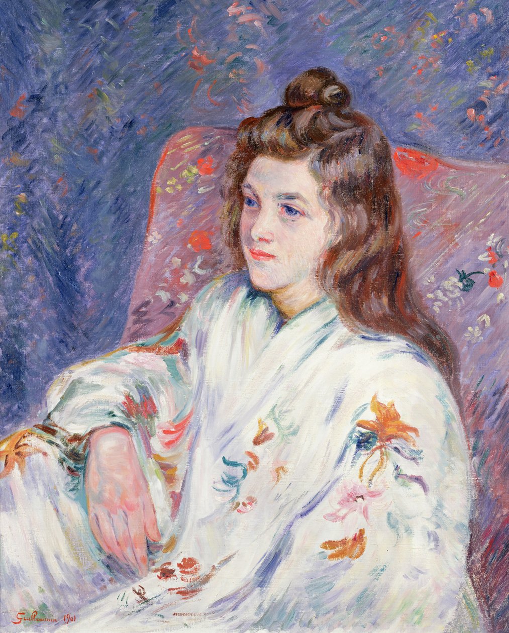 Portrett av Mlle. Guillaumin i en kimono, 1901 av Jean Baptiste Armand Guillaumin