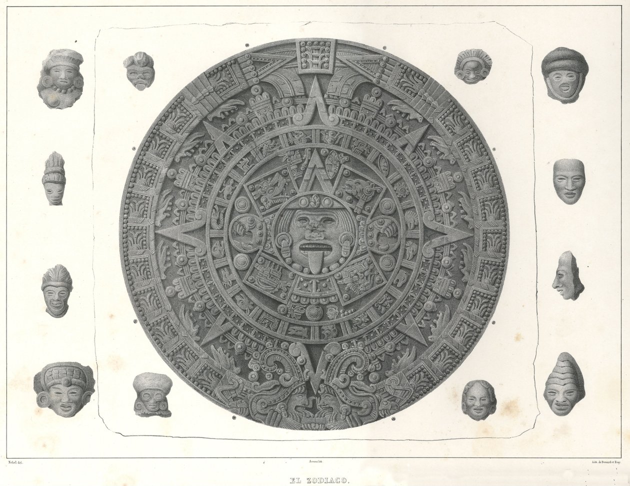 El Zodiaco. Originalstørrelse (rene linjer) av Jean Baptiste Arnout