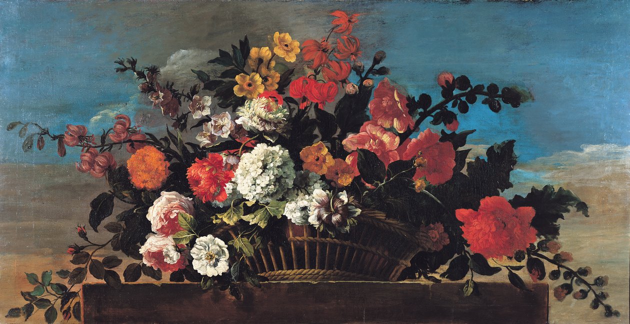 Flettet kurv med blomster av Jean Baptiste Belin de Fontenay