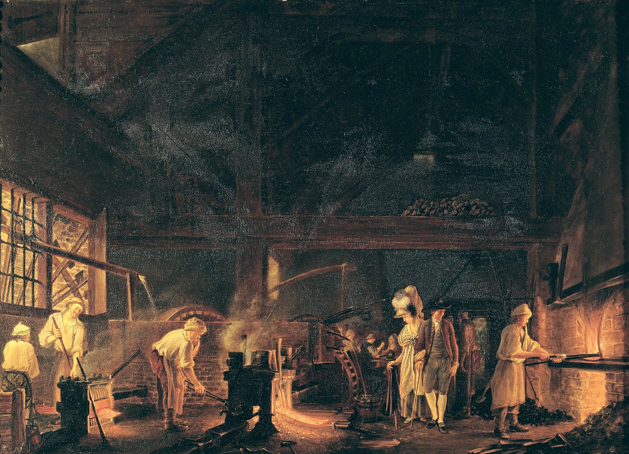 Interiør i en smie, 1771 av Jean Baptiste Bernard Coclers