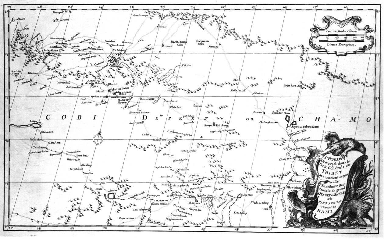 New Atlas of China, Chinese Tartary og Thibet, Haag 1737. av Jean Baptiste Bourguignon dAnville