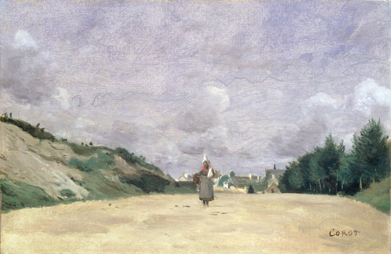 En vei i Normandie, ca. 1860-65 av Jean Baptiste Camille Corot