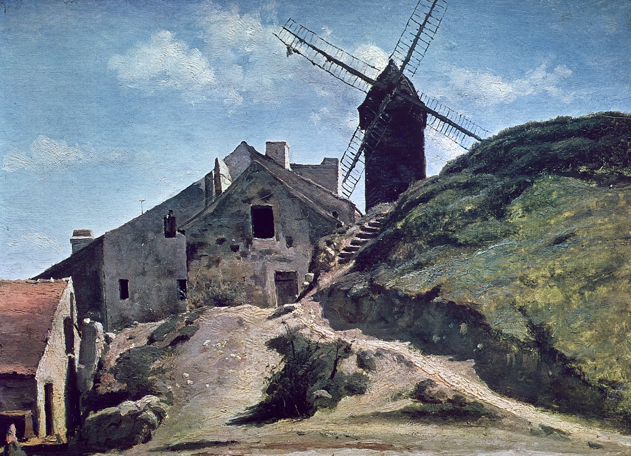 En vindmølle i Montmartre, 1840-45 av Jean Baptiste Camille Corot