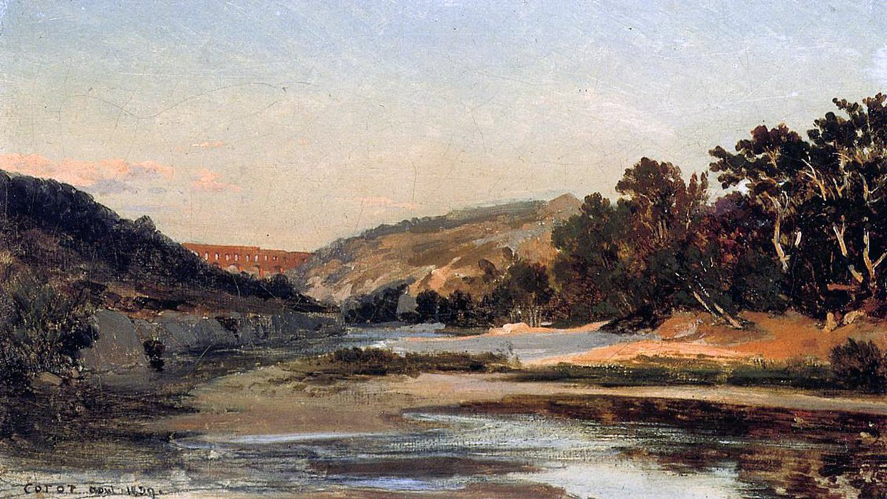 Akvedukt, 1839 (olje på papir på lerret) av Jean Baptiste Camille Corot