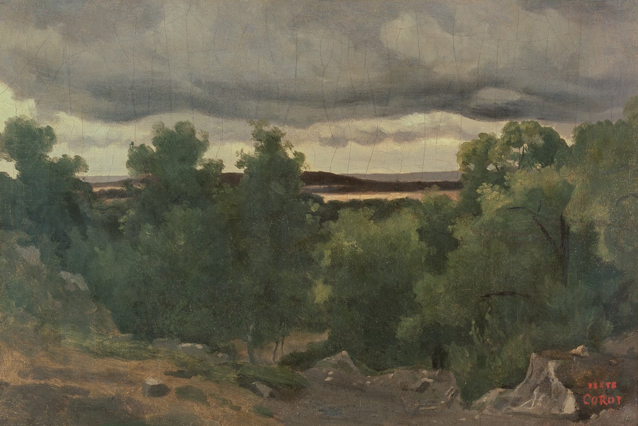 Au Petit Chaville av Jean Baptiste Camille Corot