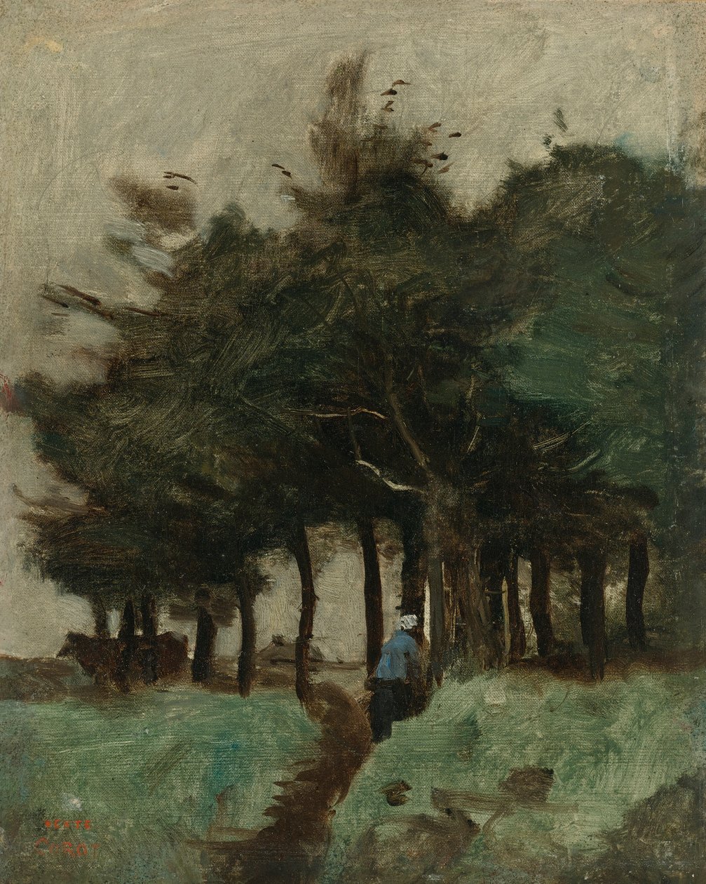Boulogne-Sur-Mer, hulsti dominert av trær av Jean Baptiste Camille Corot
