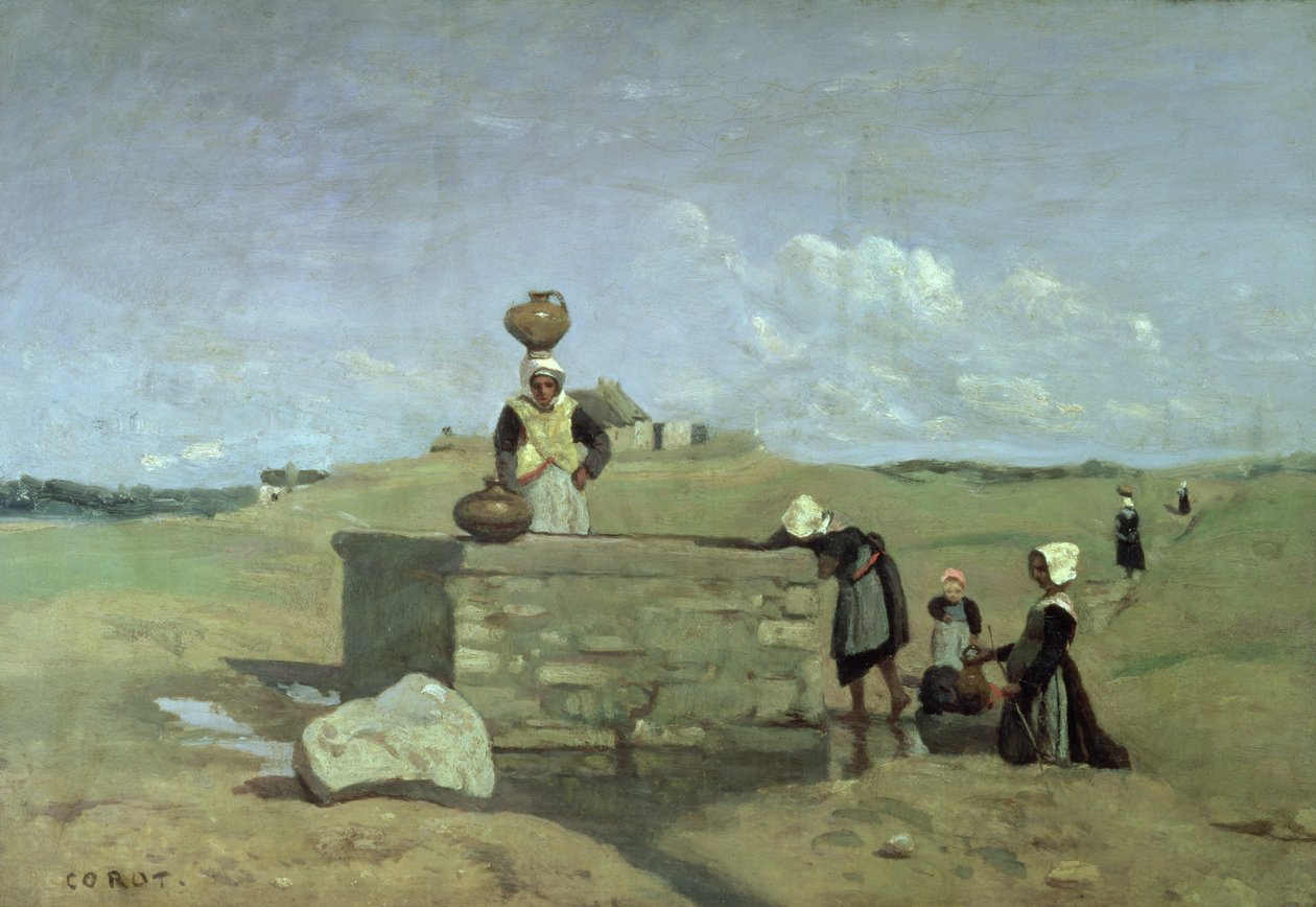 Bretonske kvinner ved brønnen nær Batz, ca. 1842 av Jean Baptiste Camille Corot