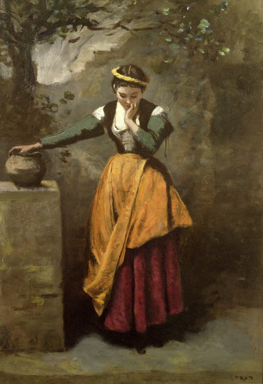 Drømmer ved fontenen, ca. 1860 av Jean Baptiste Camille Corot