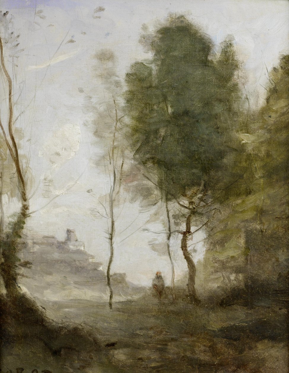 Landskapsstudie - Suvenir fra Italia av Jean Baptiste Camille Corot