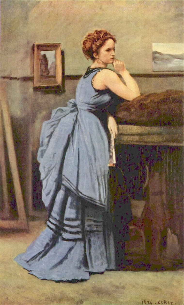 Kvinne i blått av Jean Baptiste Camille Corot