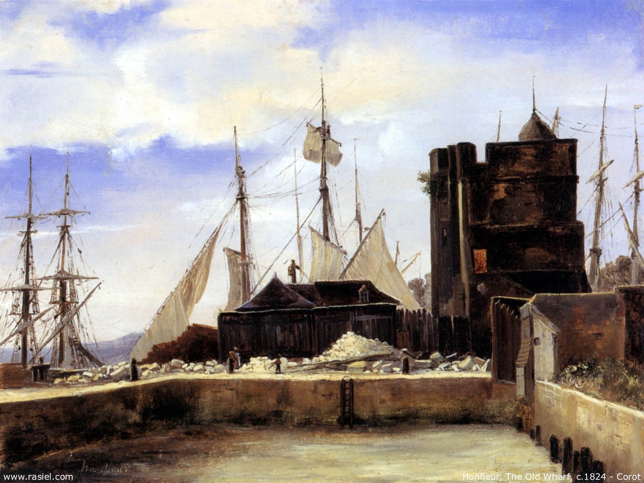 Honfleur, den gamle havnen av Jean Baptiste Camille Corot