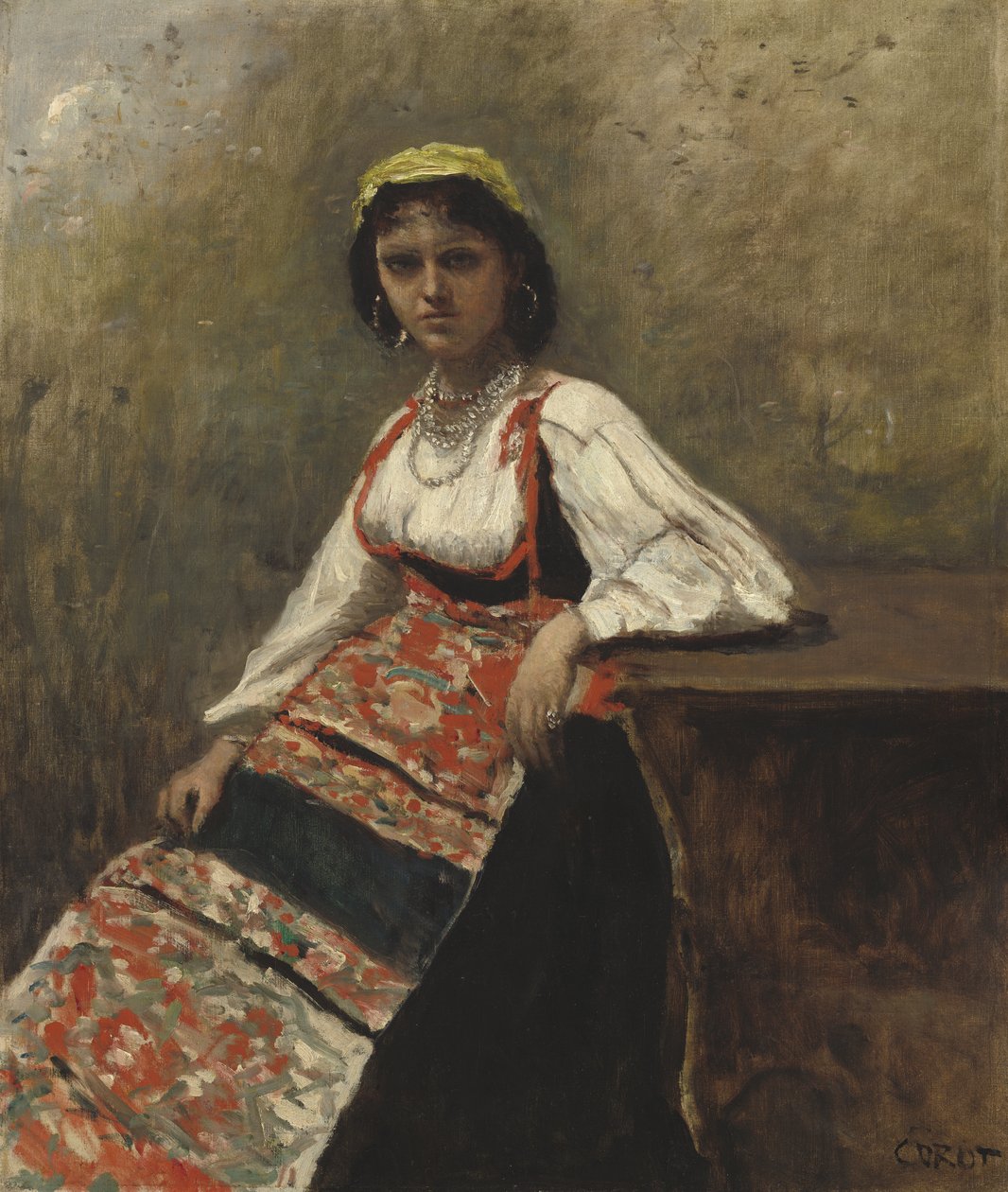 Italiensk jente, ca. 1872 av Jean Baptiste Camille Corot