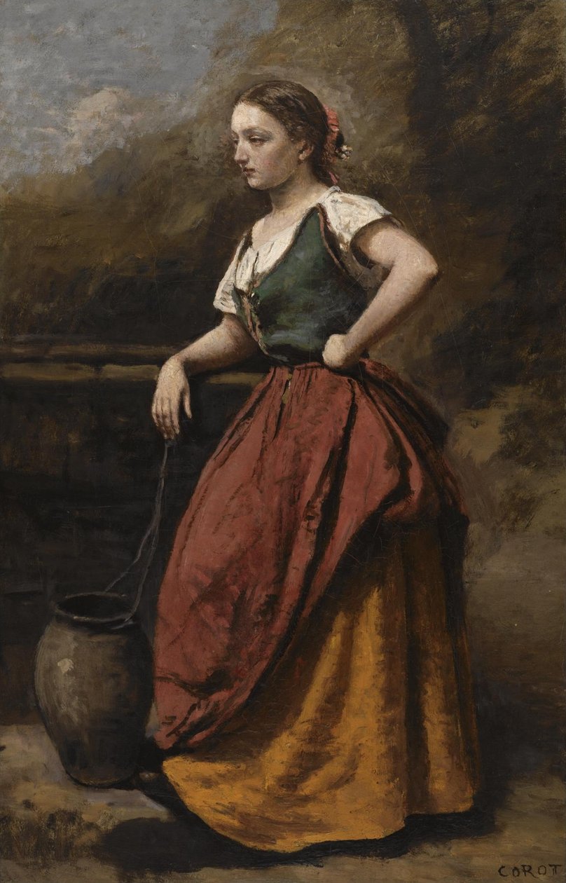 Ung kvinne ved fontenen av Jean Baptiste Camille Corot