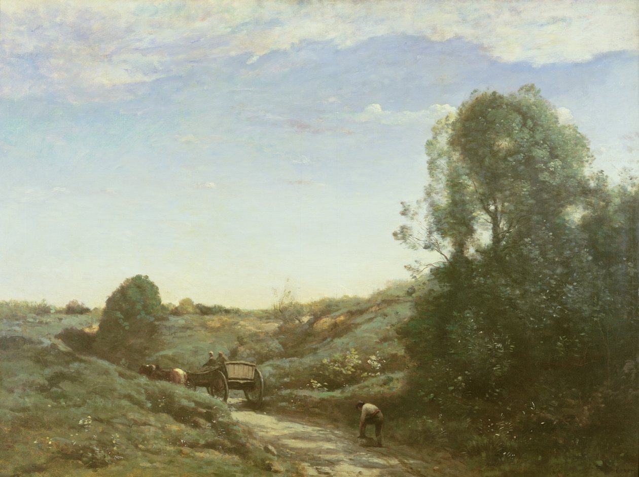 La Charette, minne om Marcoussis av Jean Baptiste Camille Corot