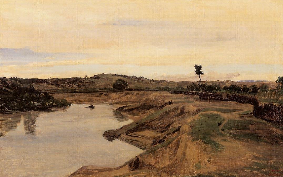 La Promenade de Poussin, landsbygda i Roma av Jean Baptiste Camille Corot
