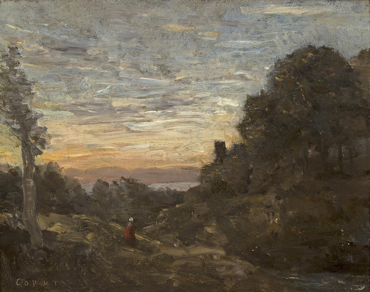 Tårnet i trærne av Jean Baptiste Camille Corot