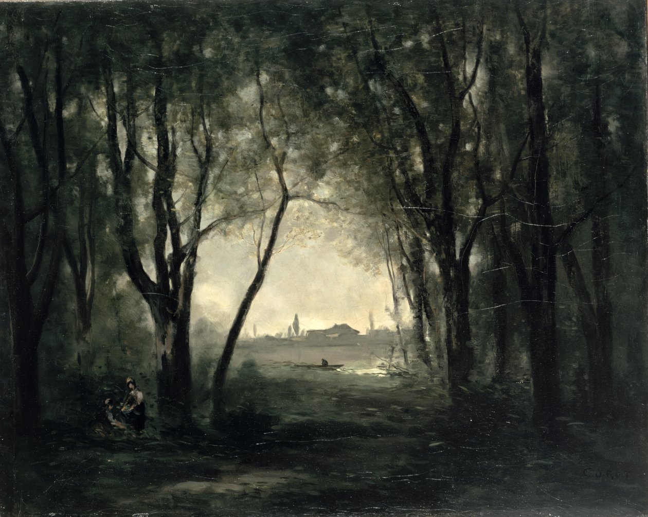 Landskap med en innsjø, 1860-73 av Jean Baptiste Camille Corot