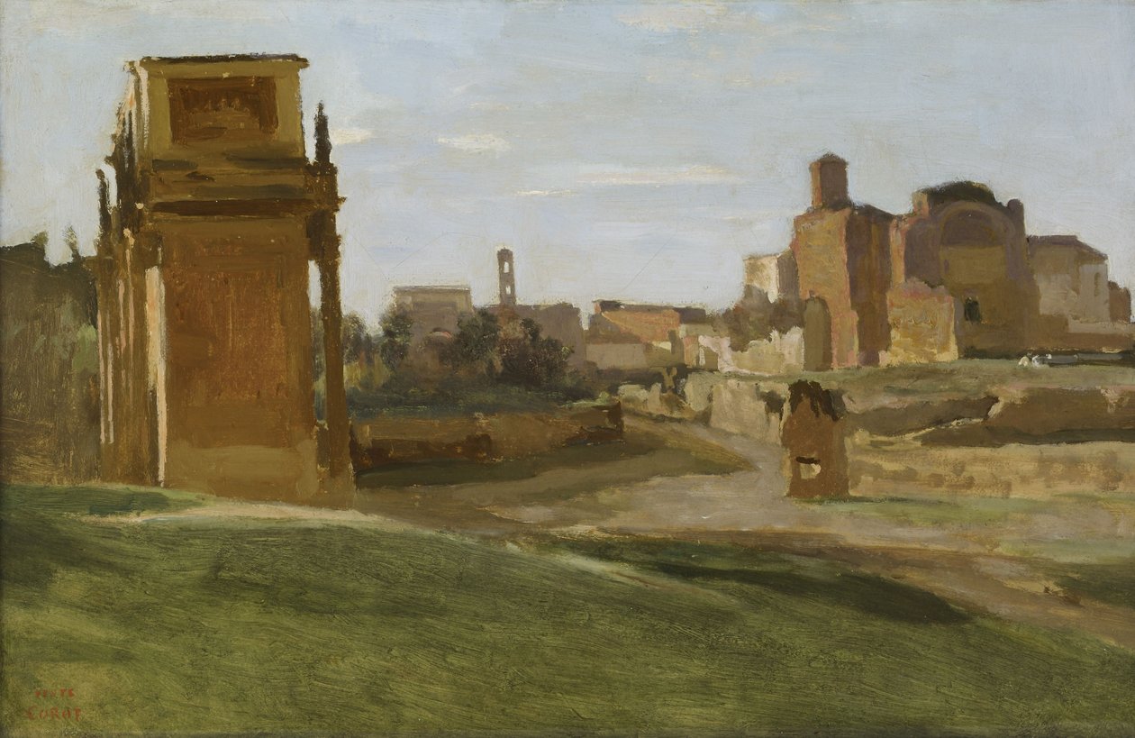 Larc de Constantine og forumet av Jean Baptiste Camille Corot