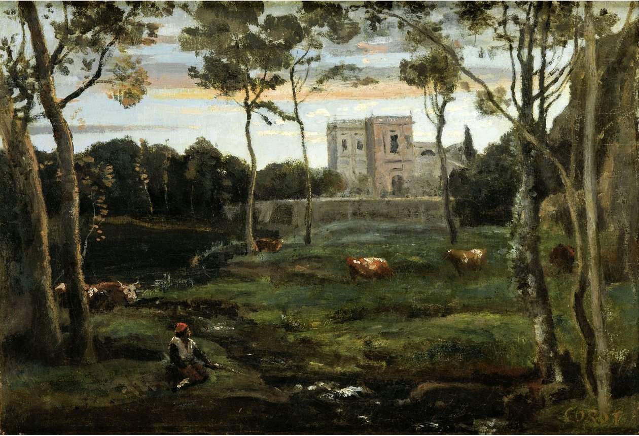 Parken til Villa Doria-Pamphili, Roma av Jean Baptiste Camille Corot
