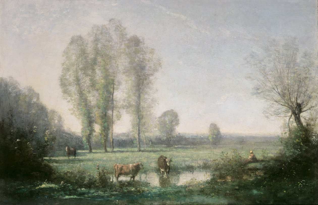 Morgentåke, 1860 av Jean Baptiste Camille Corot