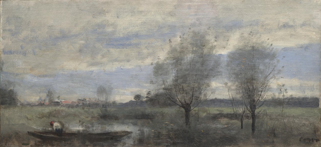 Palluel, båtfører i myrene av Jean Baptiste Camille Corot