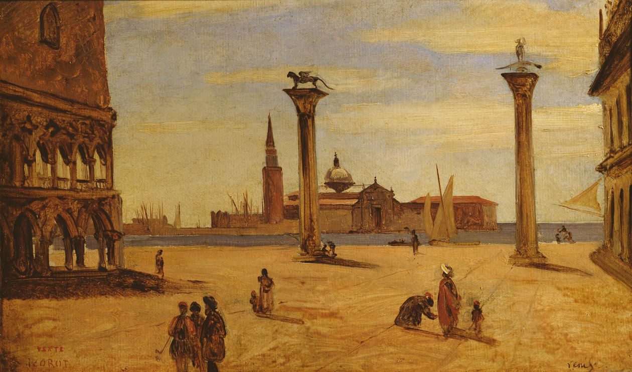 Piazzetta di San Marco, Venezia, 1828-34 av Jean Baptiste Camille Corot