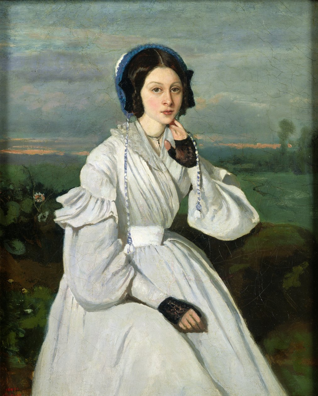 Portrett av Louise Claire Sennegon, fremtidig Madame Charmois, 1837 av Jean Baptiste Camille Corot