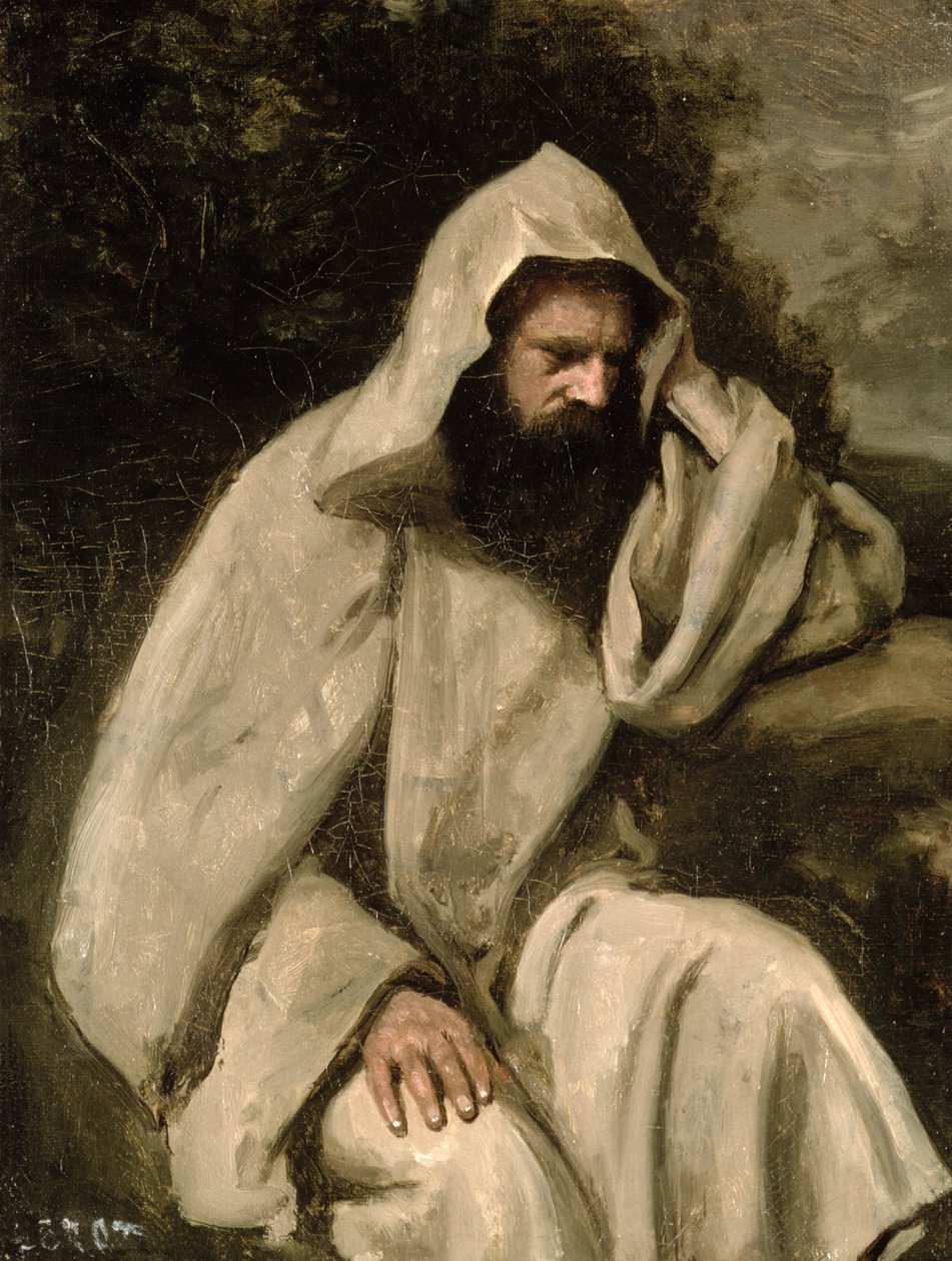 Portrett av en munk, ca. 1840-45 av Jean Baptiste Camille Corot
