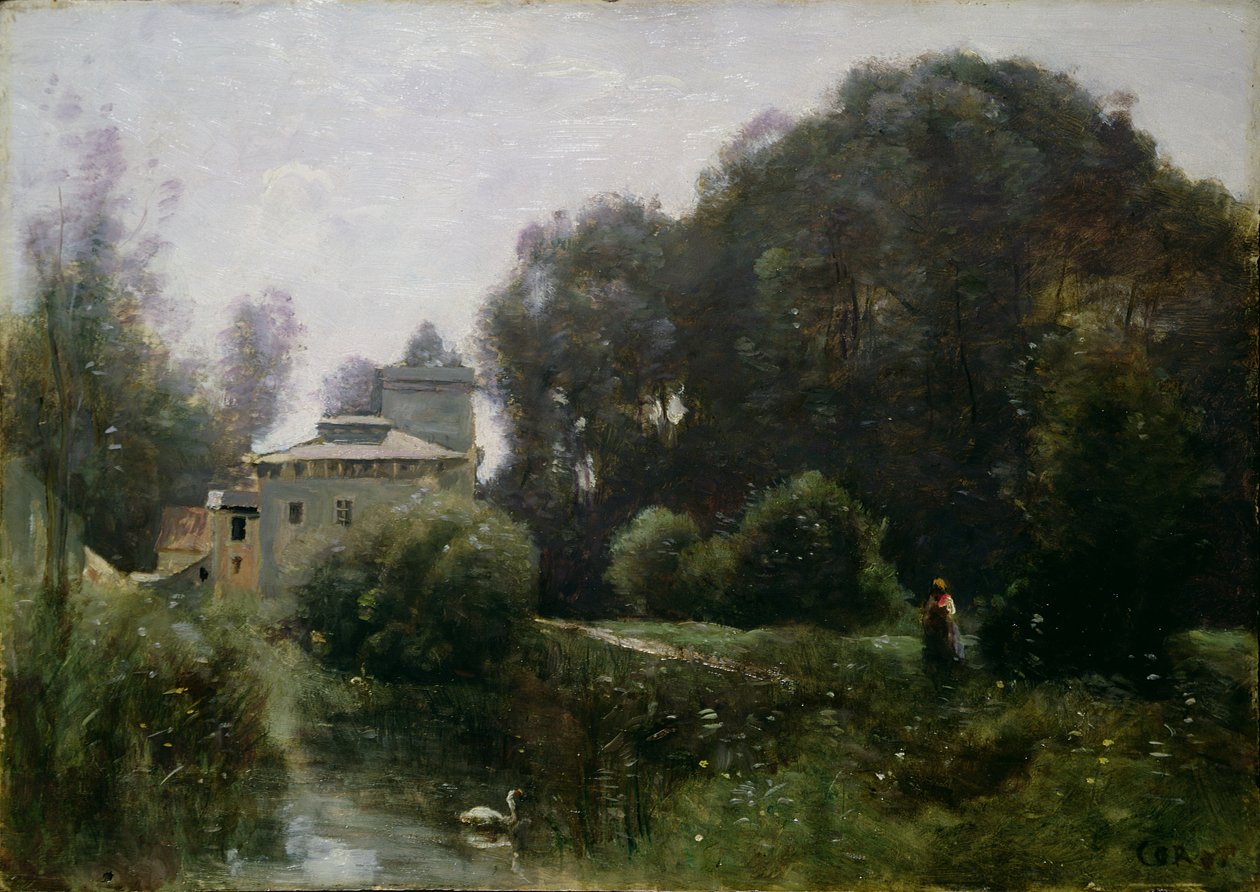 Suvenir fra Villa Borghese, 1855 (panel) av Jean Baptiste Camille Corot