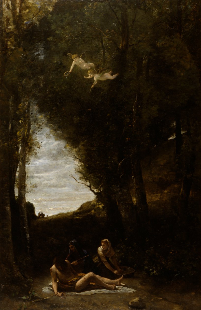 St. Sebastian etterfulgt av hellige kvinner av Jean Baptiste Camille Corot