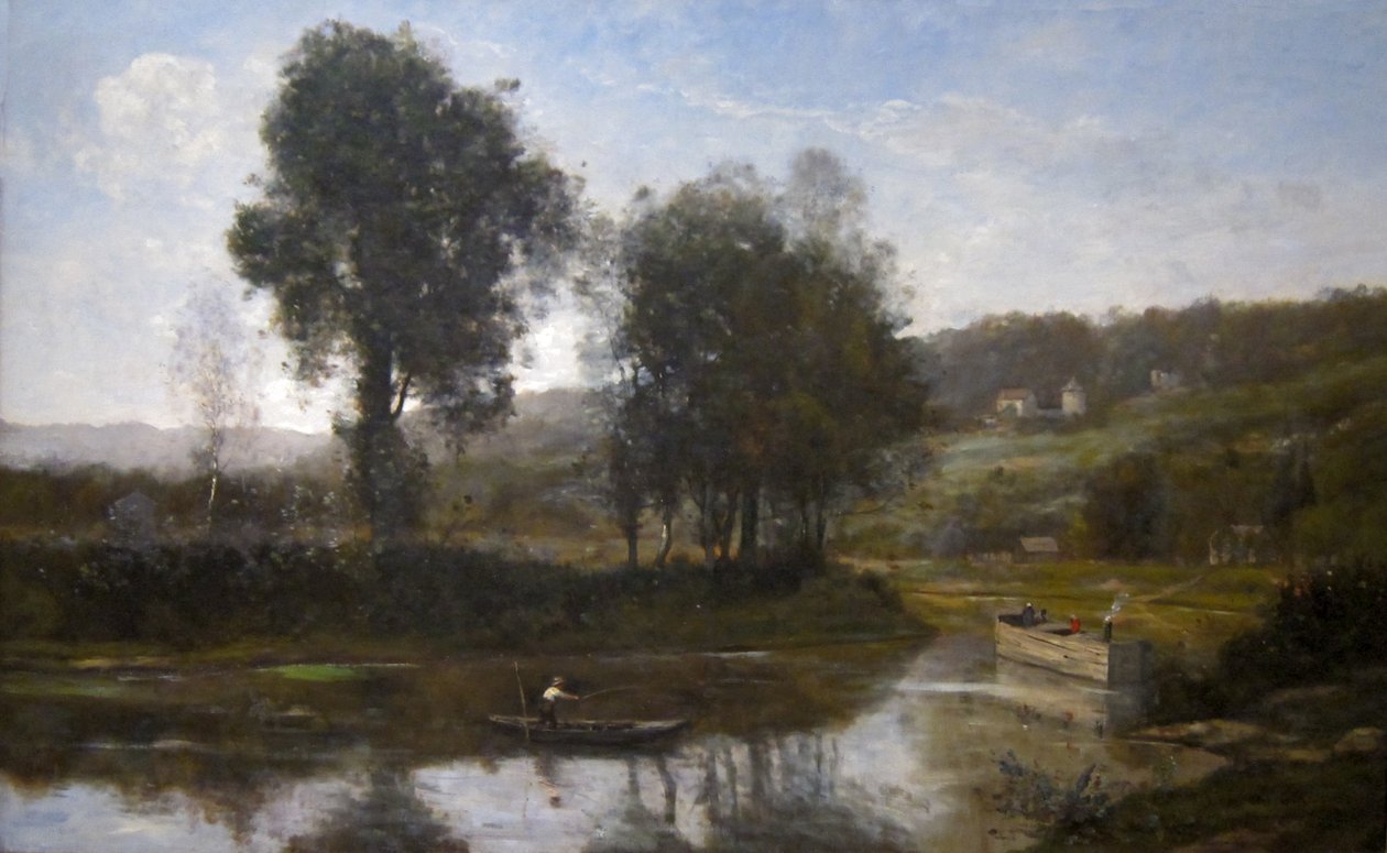 The Bend in the Seine at Port Marly av Jean Baptiste Camille Corot
