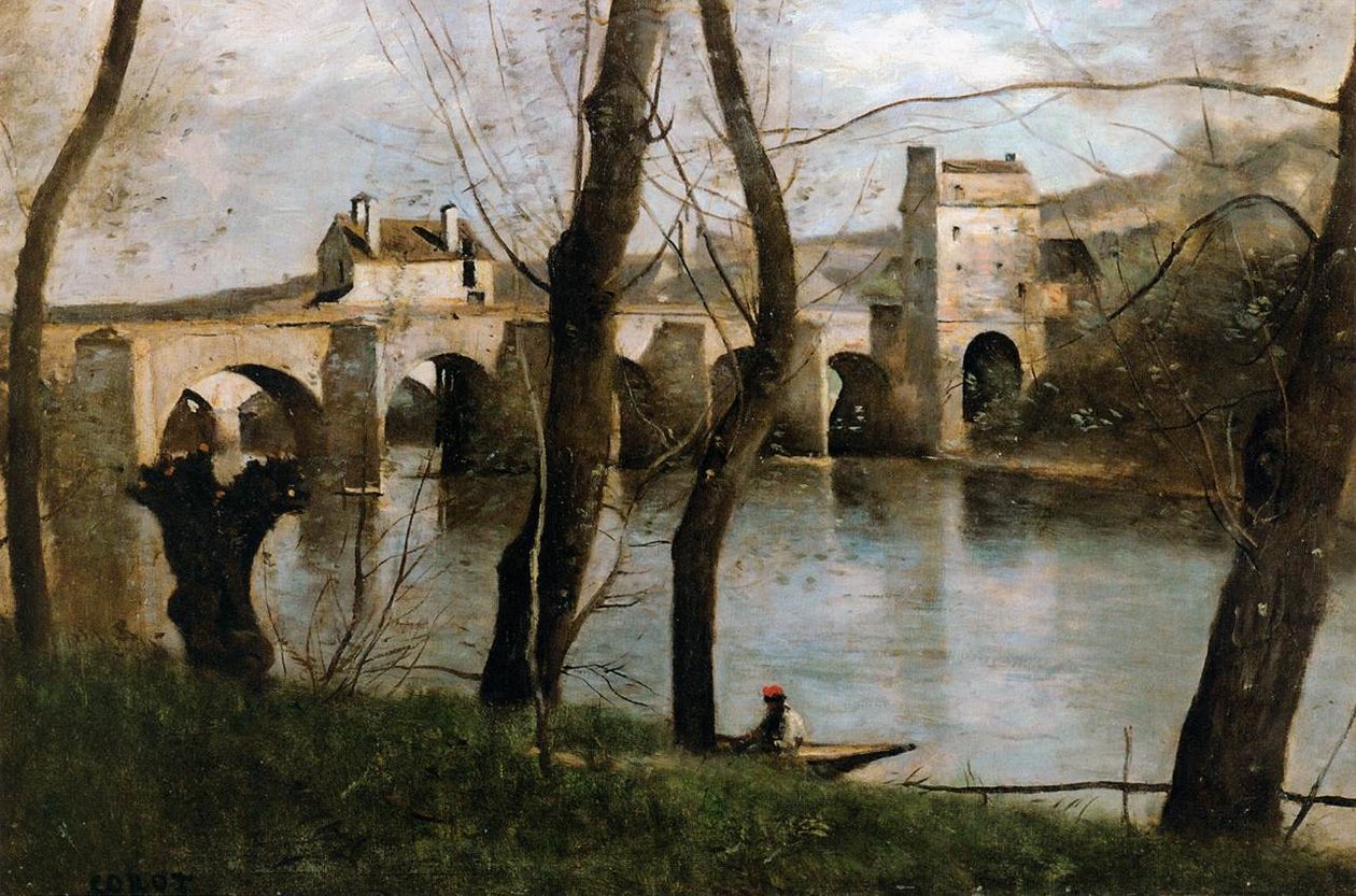 Broen ved Mantes av Jean Baptiste Camille Corot