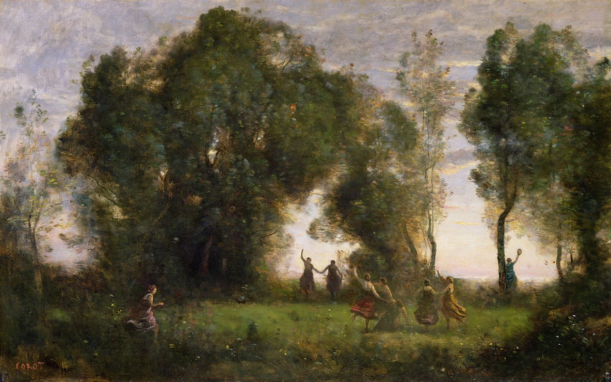 Nymfenes dans av Jean Baptiste Camille Corot