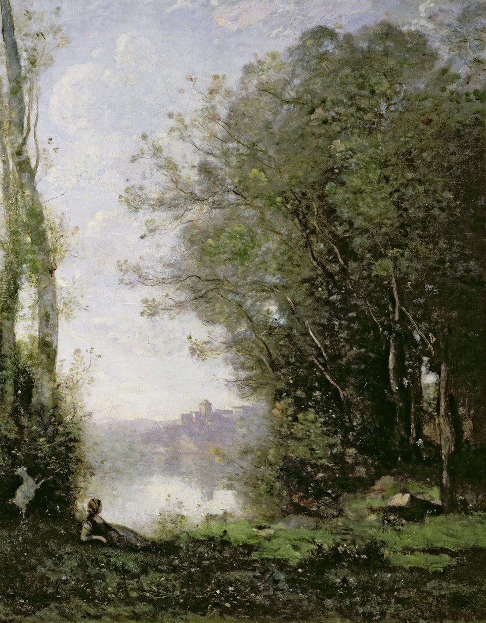 Geitegjeteren ved vannet av Jean Baptiste Camille Corot