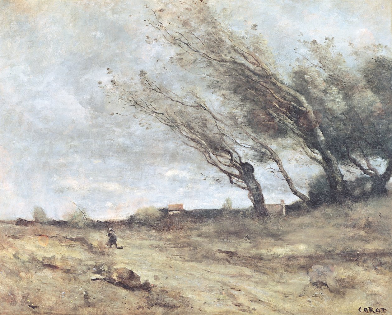 Vindkastet, ca. 1865-70 av Jean Baptiste Camille Corot