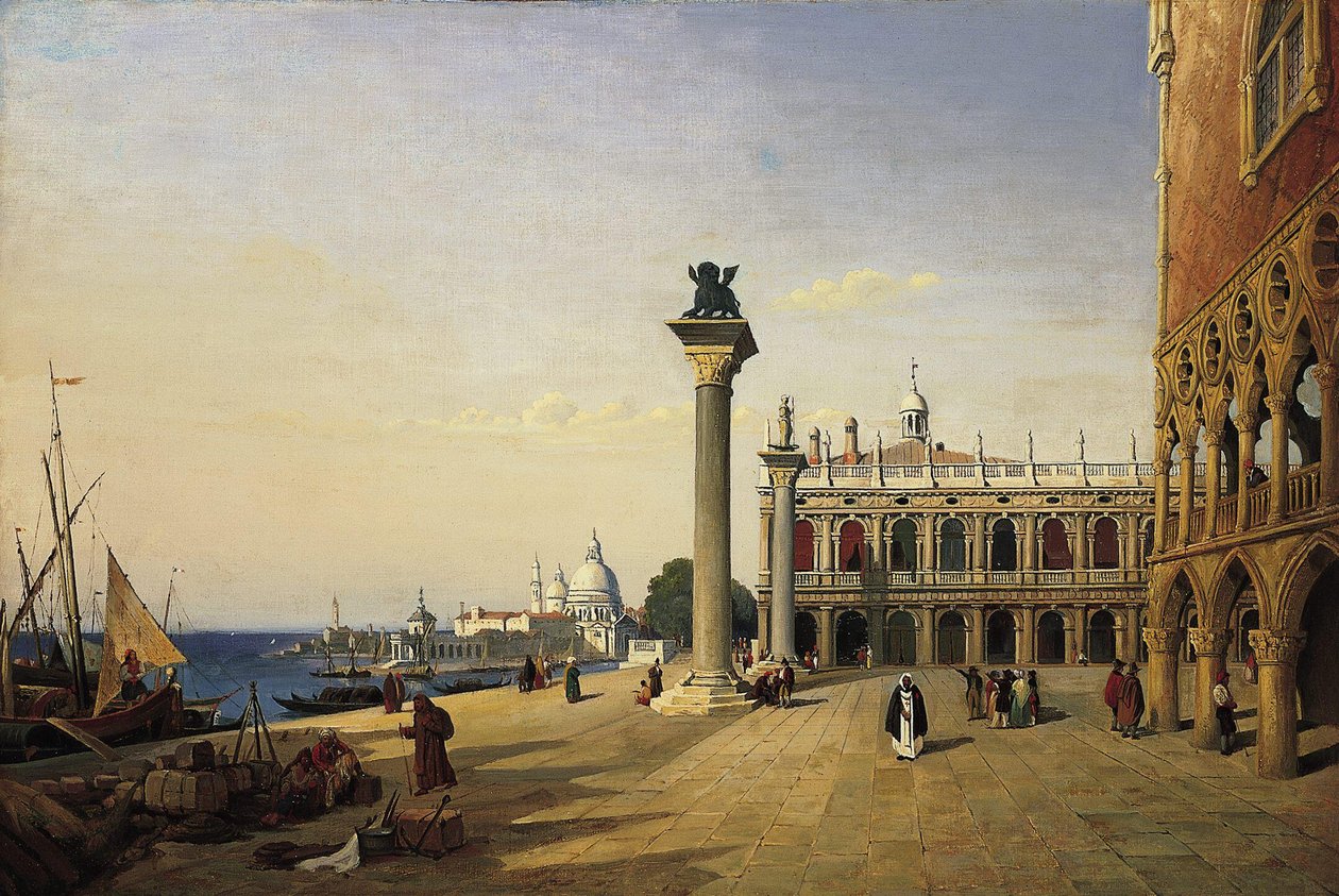 Piazzetta sett fra Riva degli Schiavoni av Jean Baptiste Camille Corot