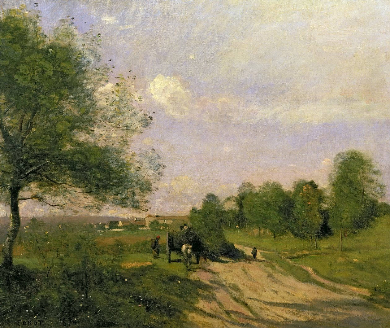 The Wagon, Souvenir of Saintry, 1874 av Jean Baptiste Camille Corot
