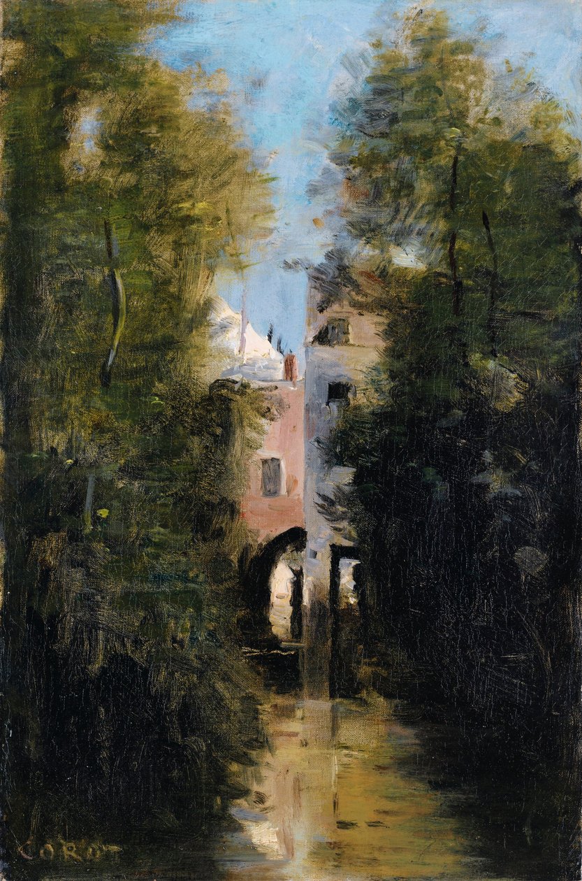 Vindmøllen ved Thérain -elven i Beauvais av Jean Baptiste Camille Corot