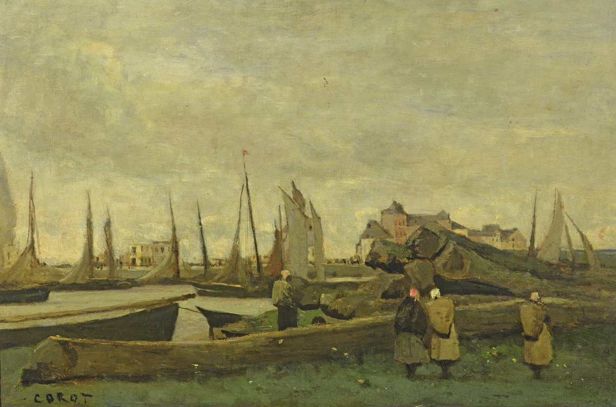 Rapport - A Quay, ca. 1855-65 av Jean Baptiste Camille Corot
